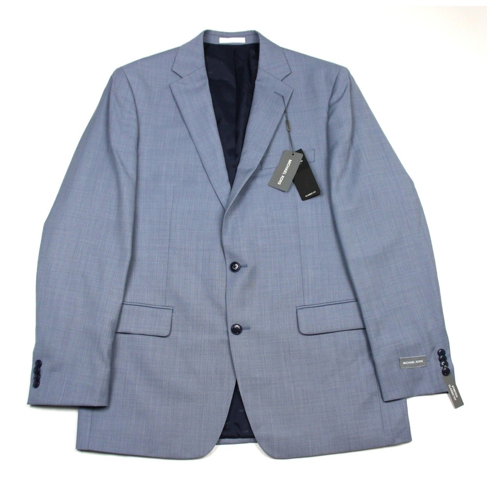 Michael Kors Kidwell Suit Jacket Mens 42 L Light Blue Wool Classic Fit Stretch - Picture 1 of 7